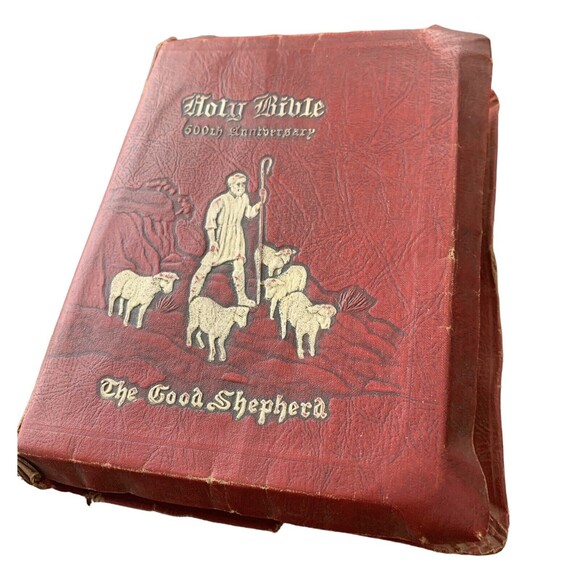 Vntg 1946 Holy Bible 500th Anniversary The Good Shepherd Edition Red Leinweber - Picture 2 of 16